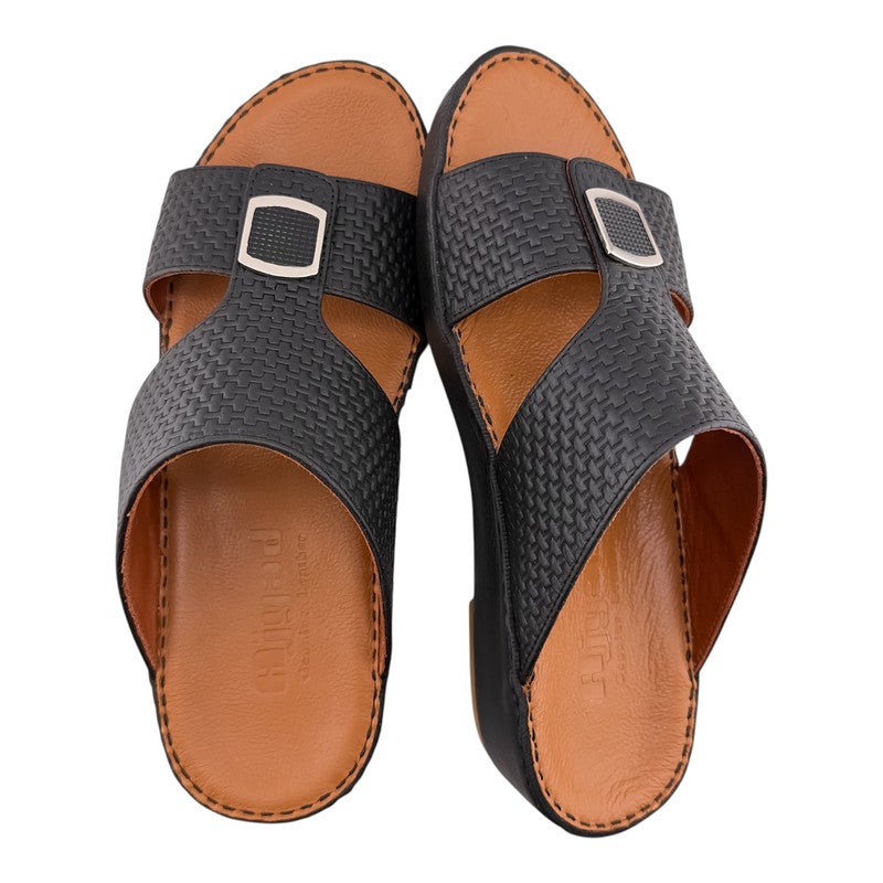 AJYAD Handmade Arabic Sandals For Men | Outdoor Mens Slippers | Everyday Flip Flops Open Toe | Arabic Genuine Shamwa Leather | New Design | Tan Footbed | Comfortable & LightWeight - Image 2